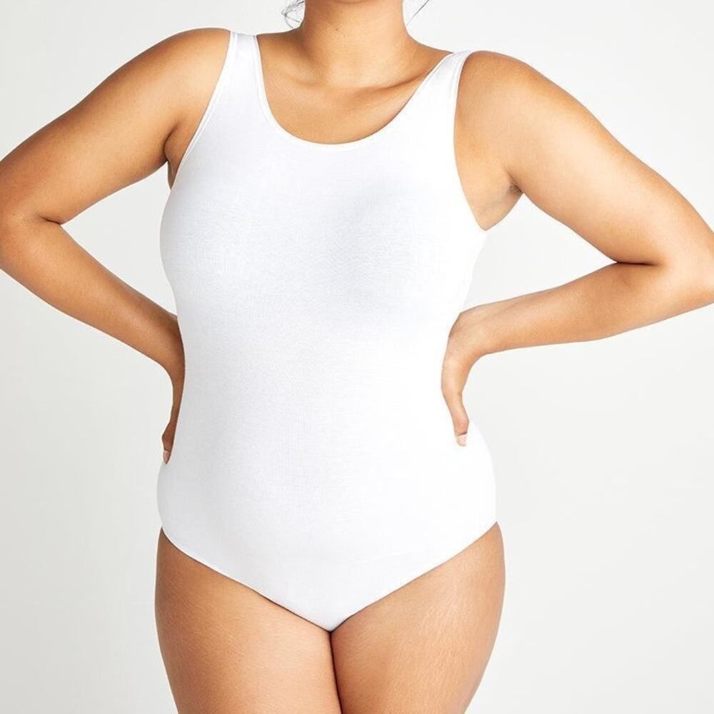 Essentials by Tummy Tank Seamless Scoop Neck Shaping Full Back Bodysuit 2x/3x